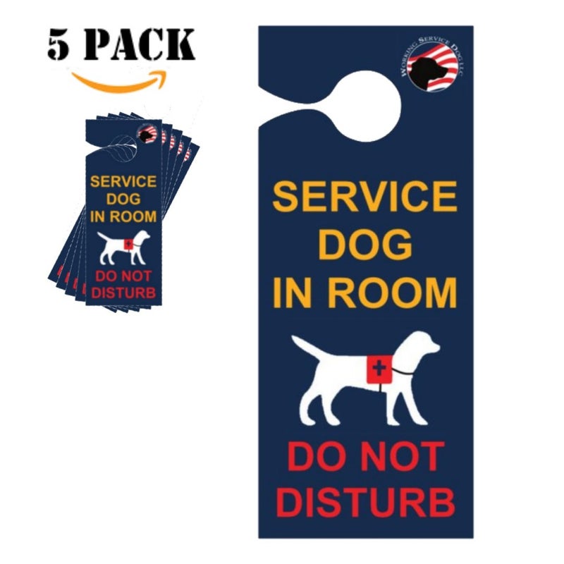 WORKINGSERVICEDOG.COM Service Dog Travel Kit â€“ Includes 5 â€œDo Not Disturbâ€ Door Hangers + 5 ADA/FAA Federal Law Handout Cards â€“ Hotel Room Privacy Signs & Informational Cards for Traveling with a Service Dog â€“ Made in USA - Image 2